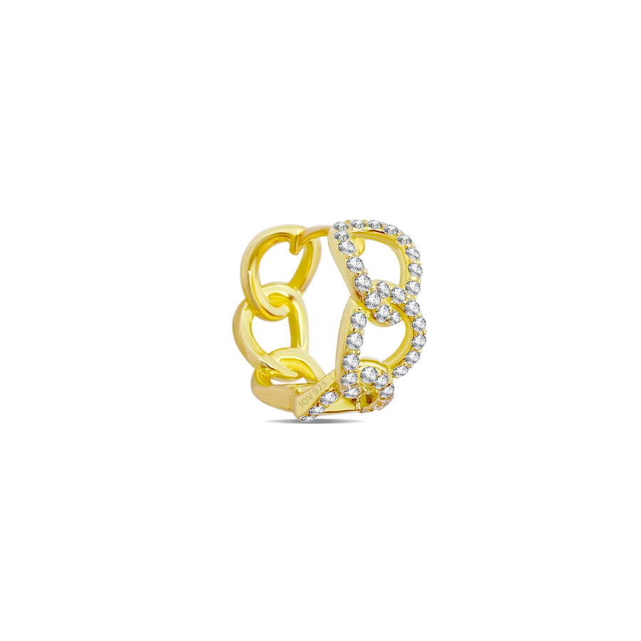 CZ Curb chain hoop earring. - Image 3