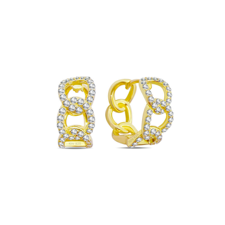 CZ Curb chain hoop earring.