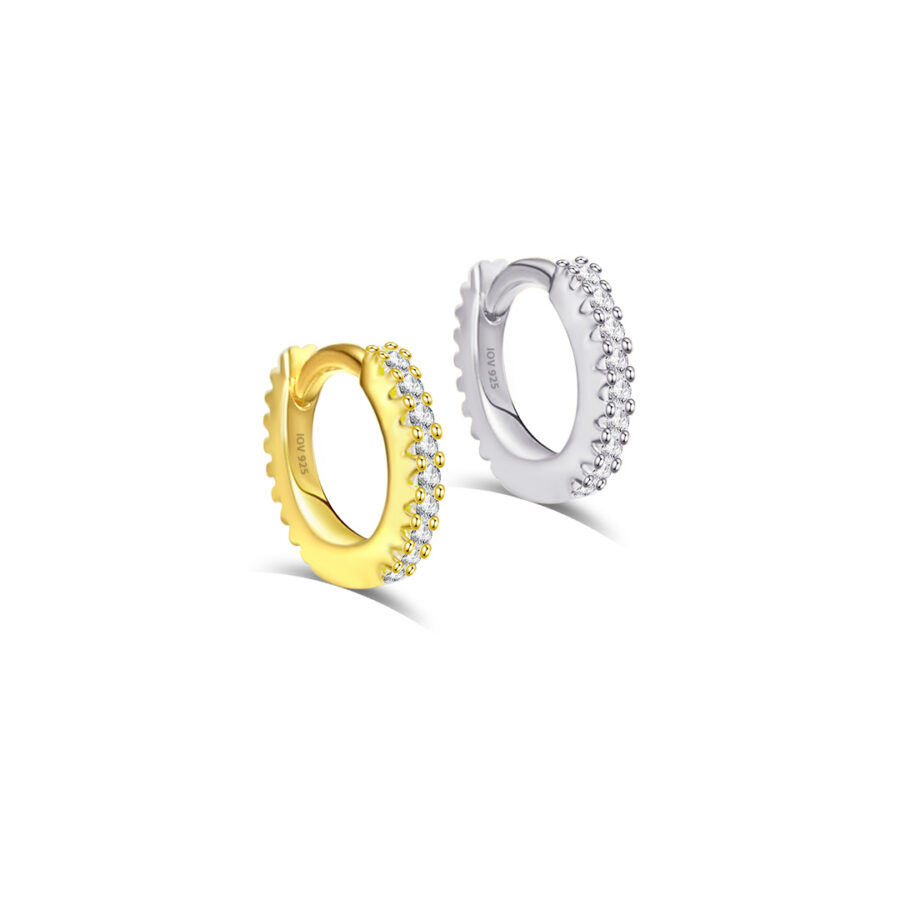 7mm full round CZ huggie hoop earring.