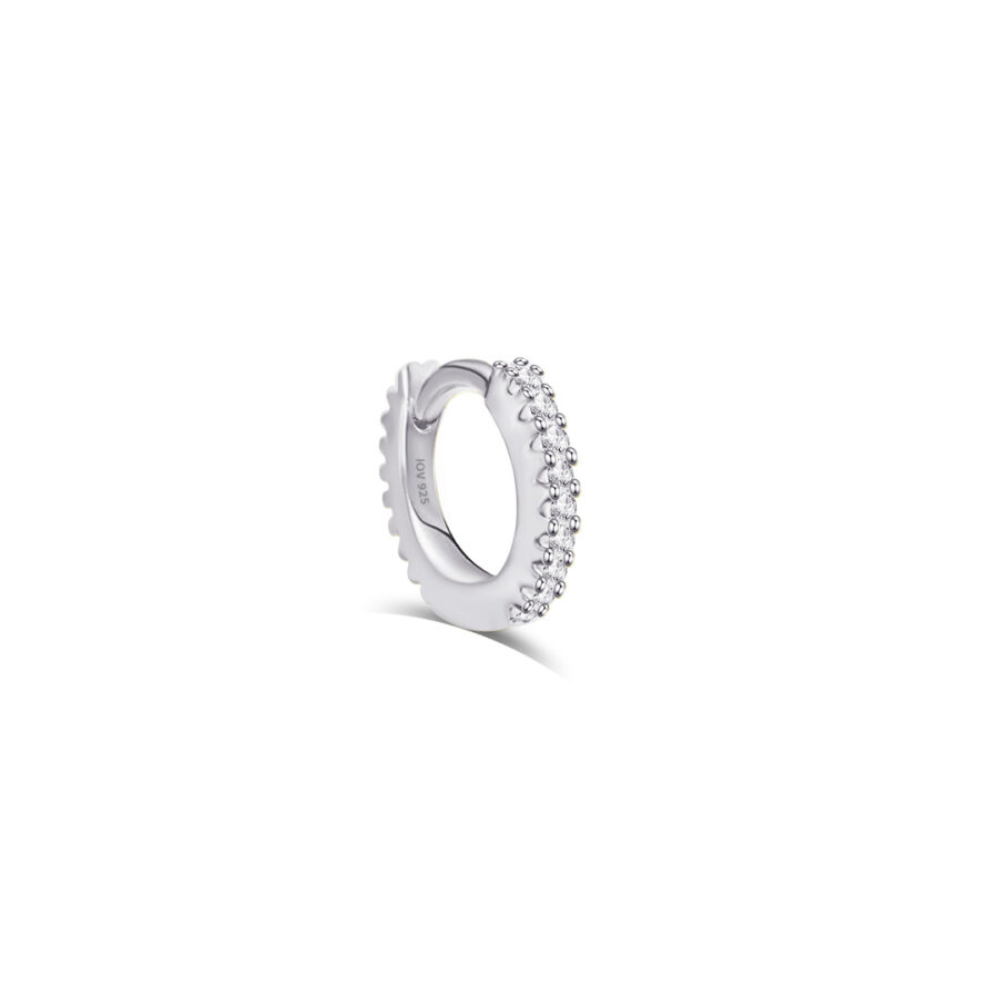 7mm full round CZ huggie hoop earring. - Image 4