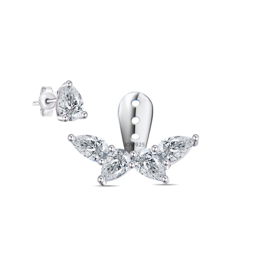 Back and front pear shape stones earring. - Image 2