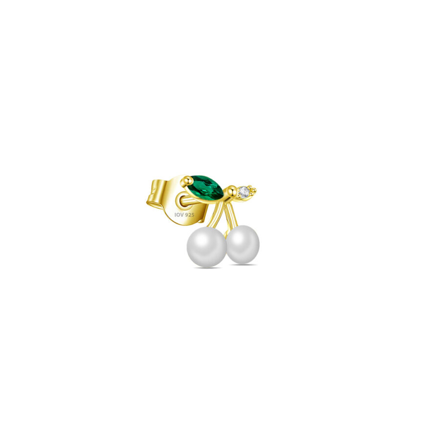 berries plant shape with pearl and emerald color stone.