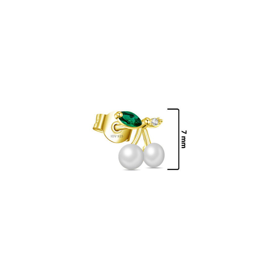 berries plant shape with pearl and emerald color stone. - Image 2