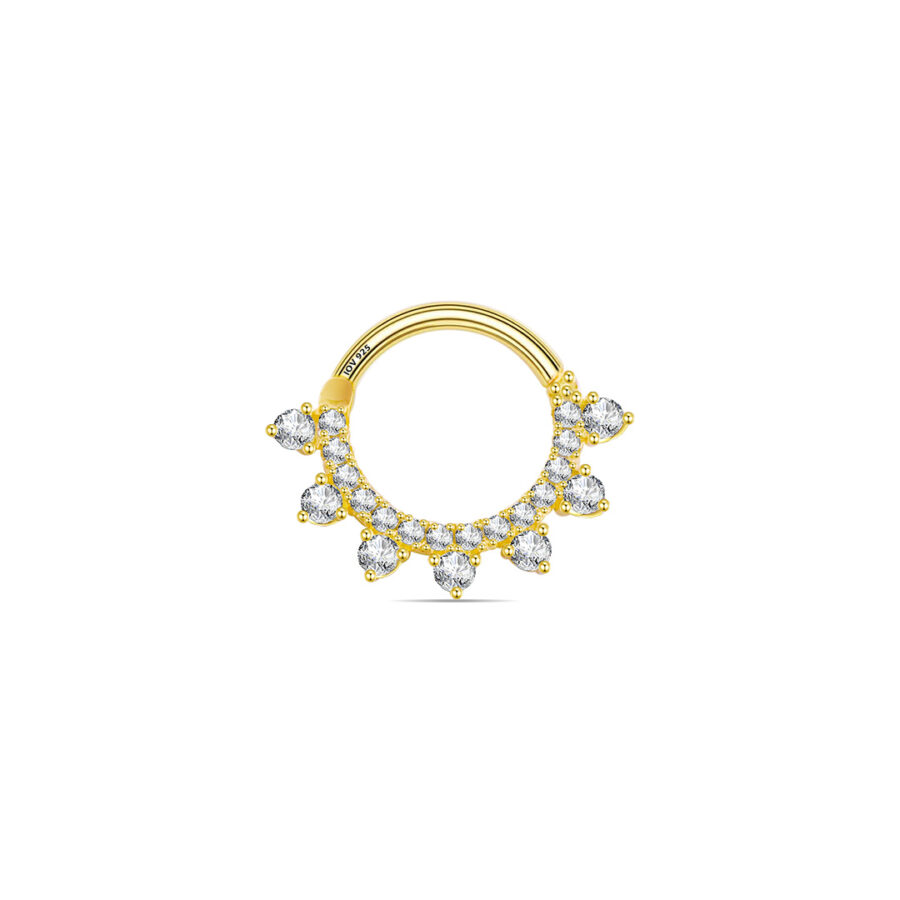 Daith piercing earring with CZ round stones.