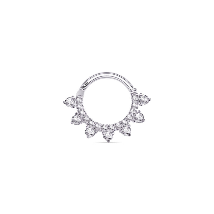 Daith piercing earring with CZ round stones. - Image 3