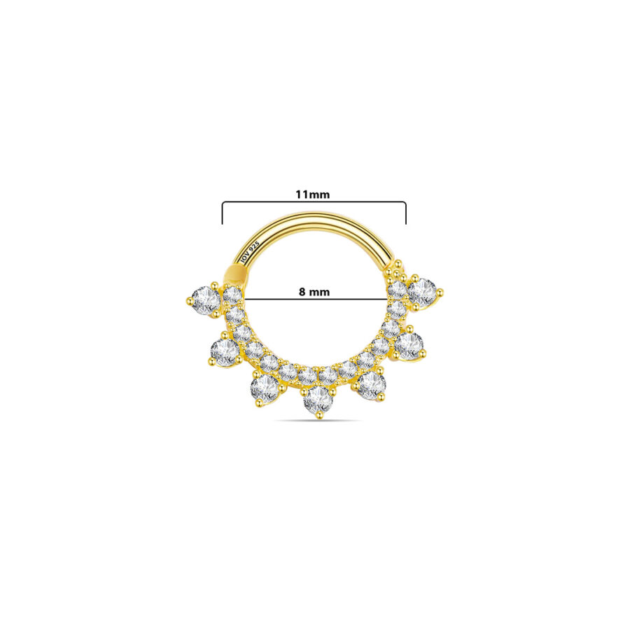 Daith piercing earring with CZ round stones. - Image 4
