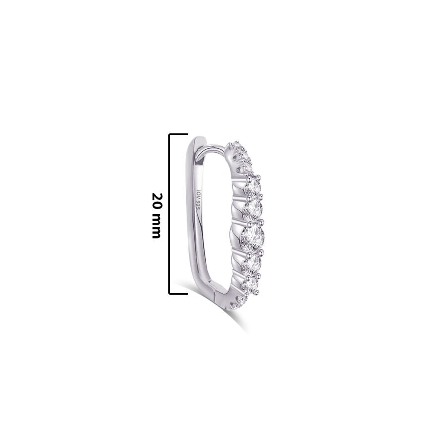Rectangular hoop earring with graduated CZ round stones. - Image 2