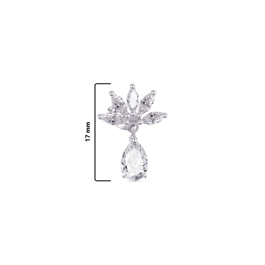 CZ marquise stones with dangling pear shape stud earring. - Image 2