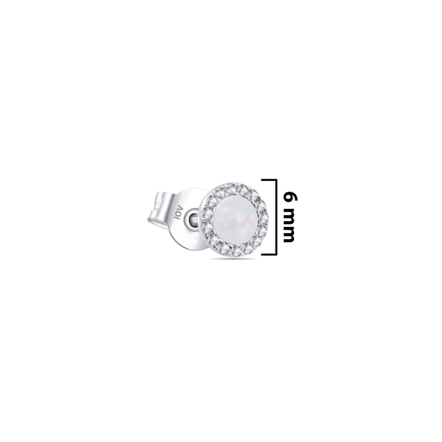 mother of pearl stud earring with CZ halo setting. - Image 2