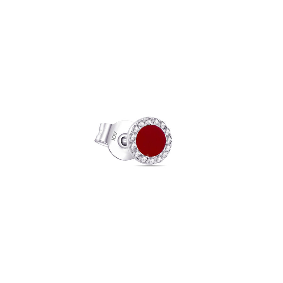 mother of pearl stud earring with CZ halo setting. - Image 3