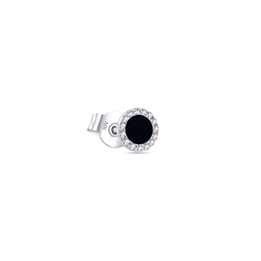 mother of pearl stud earring with CZ halo setting. - Image 4