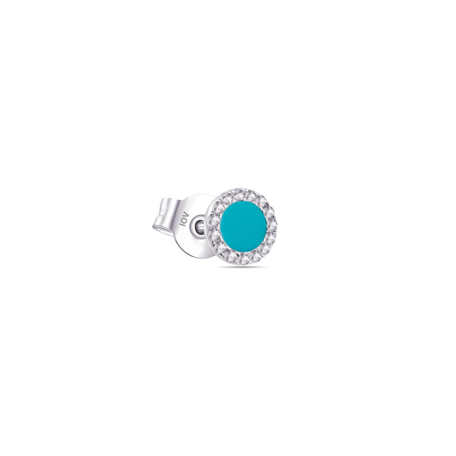 mother of pearl stud earring with CZ halo setting. - Image 5