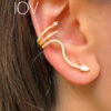 snake shape CZ cuff and stud.