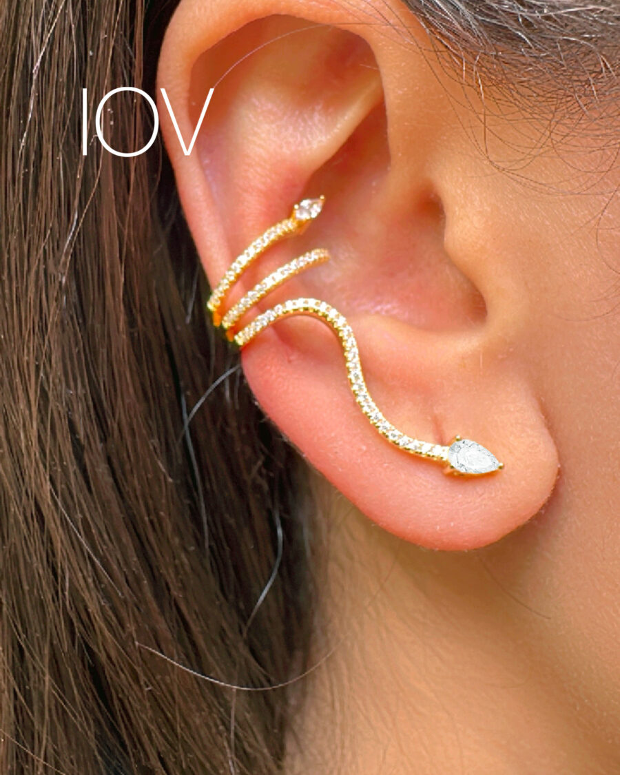 snake shape CZ cuff and stud.