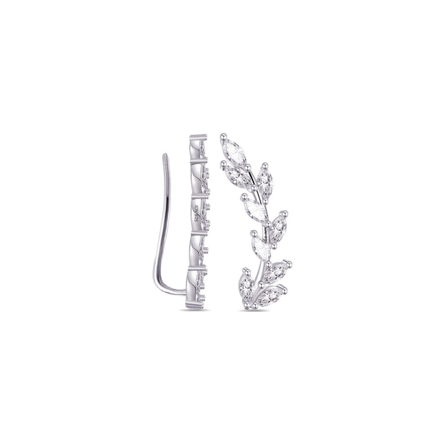 leaf shape marquise stones climber earrings.
