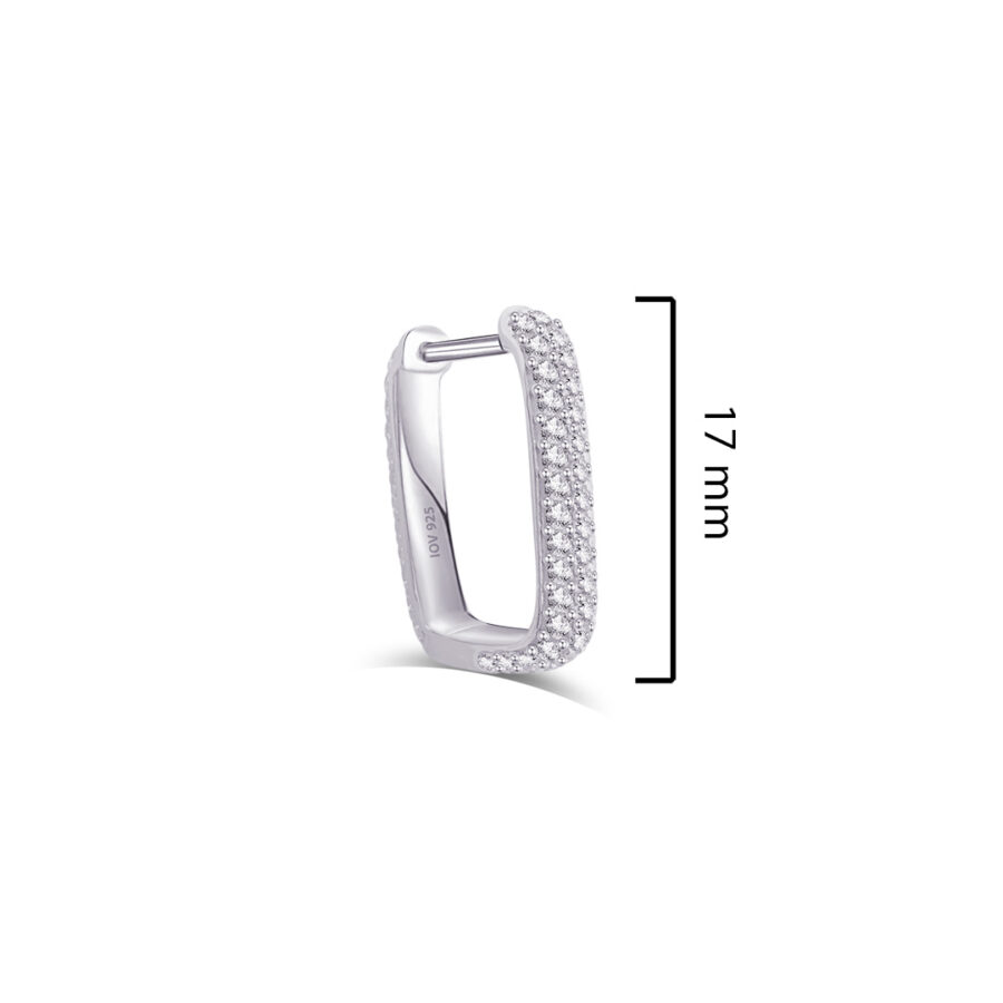 Rectangular hoop CZ pave setting earring. - Image 2