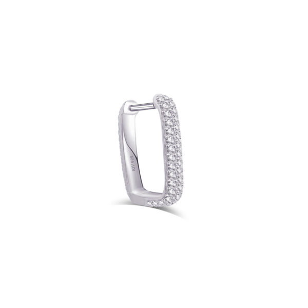 Rectangular hoop CZ pave setting earring.