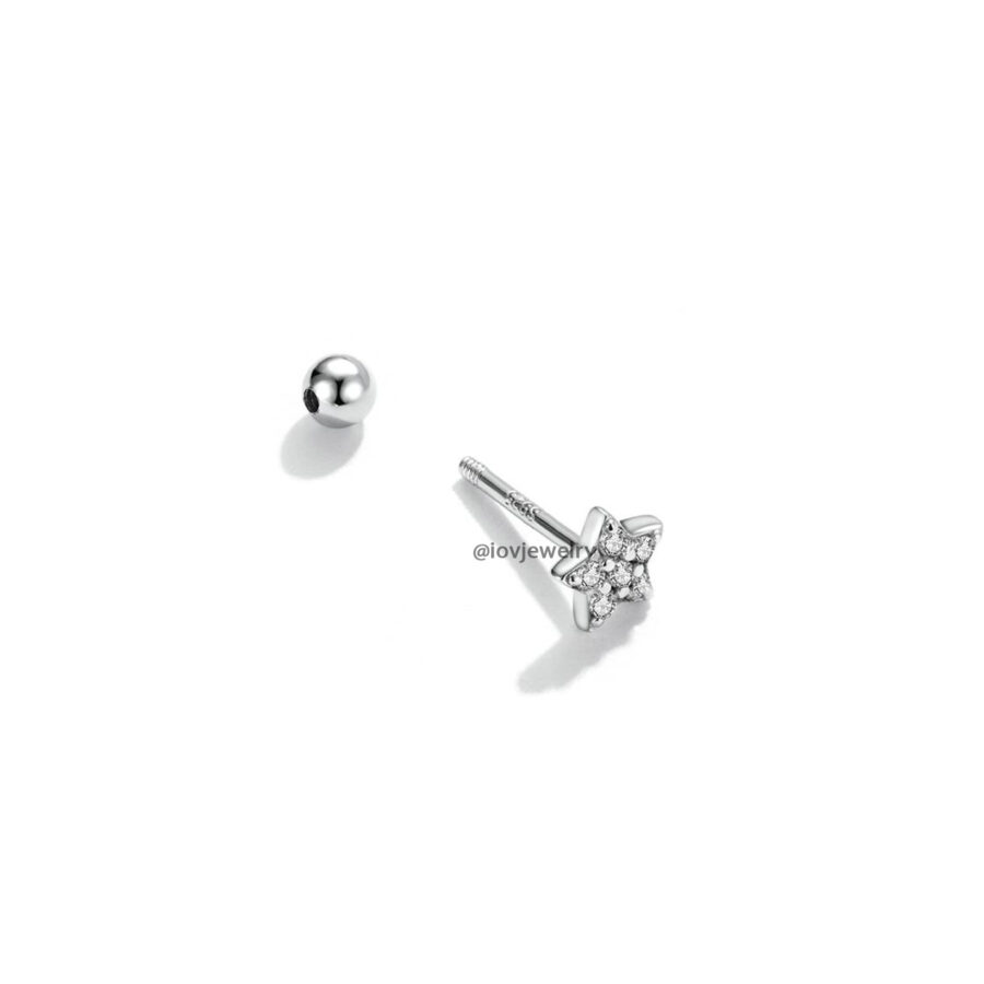 CZ star ball back earring. - Image 3
