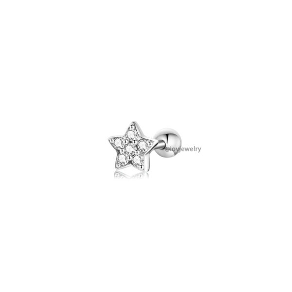 CZ star ball back earring.