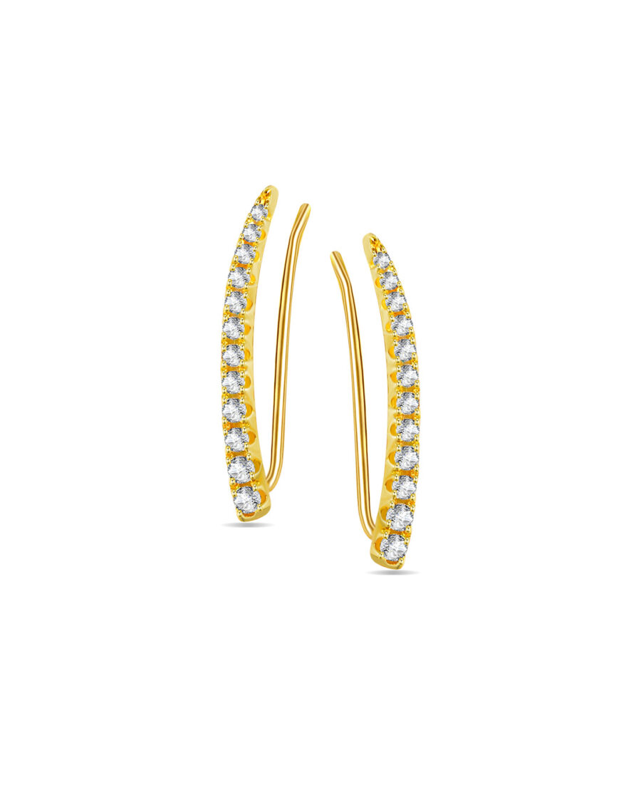 CZ crawler graduated round stones earrings.