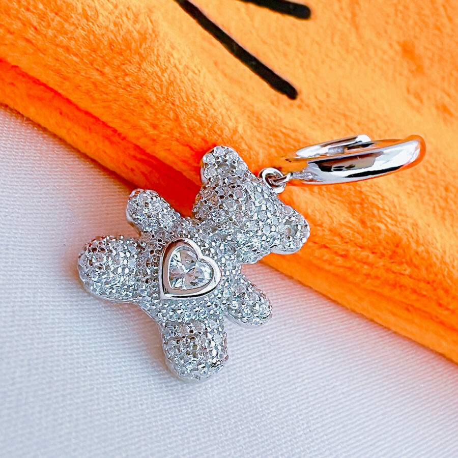 teddy bear shape huggie hoop earring