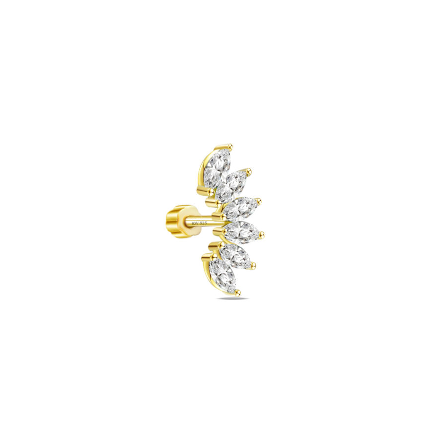 emerald marquise stone color curved flat back earring. - Image 3