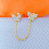 double butterfly chain-linked stud earring.
