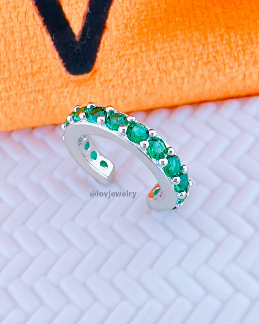 CZ all round emerald and ruby color earcuff. - Image 6