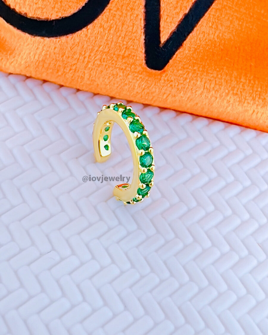 CZ all round emerald and ruby color earcuff. - Image 5