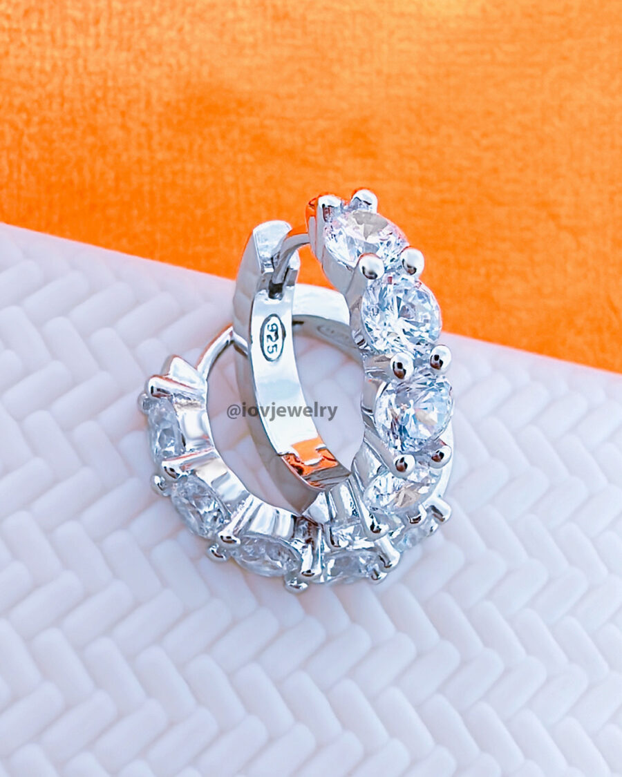 12mm luxury diamond style hoops earrings.