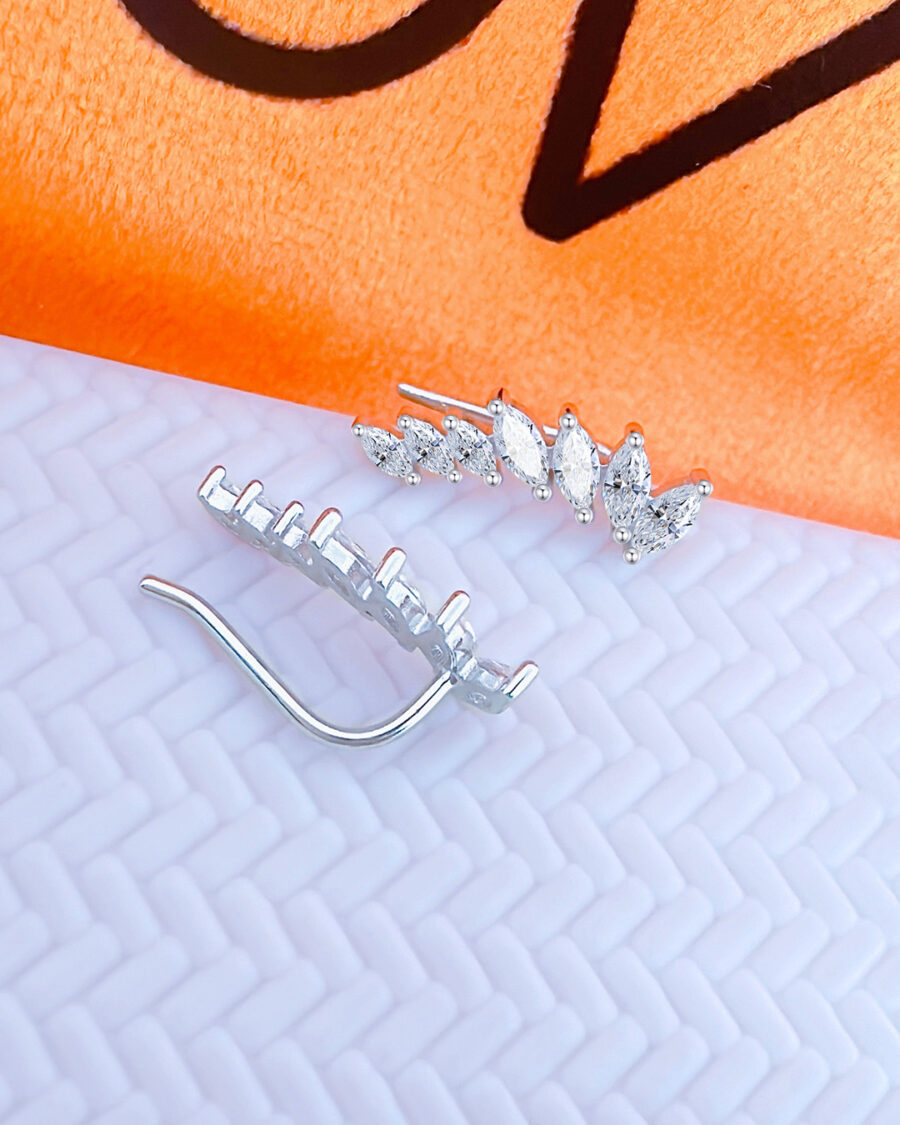 CZ graduated marquise crawler earrings. - Image 2