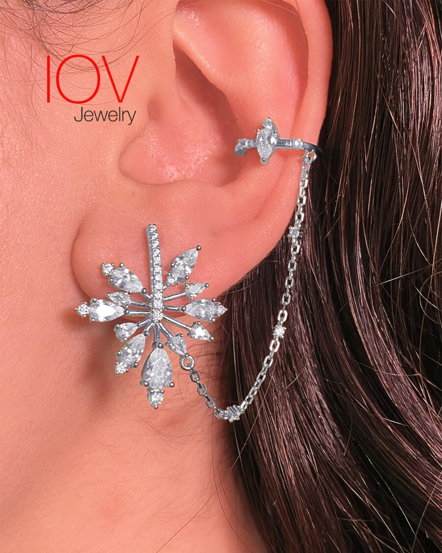 cluster of pear shapes attached to earcuff. - Image 3