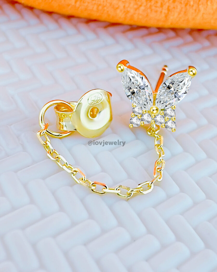 butterfly back and front chain earring.