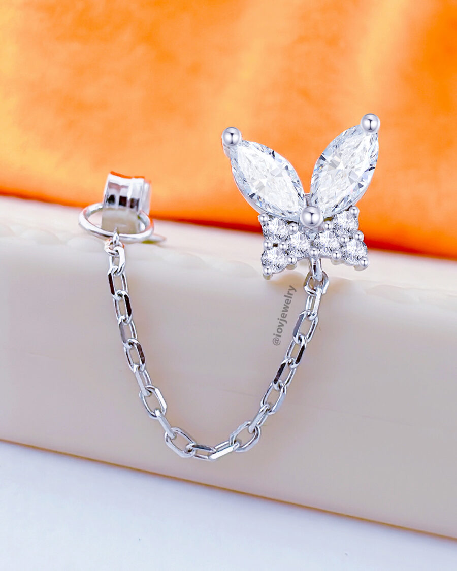 butterfly back and front chain earring. - Image 2