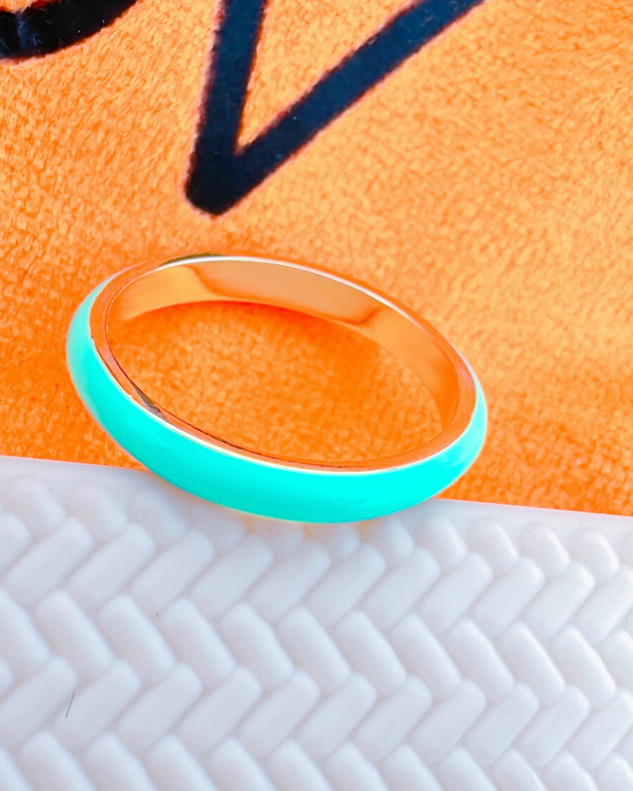 enamel turquoise and purple eternity golden bands. - Image 2