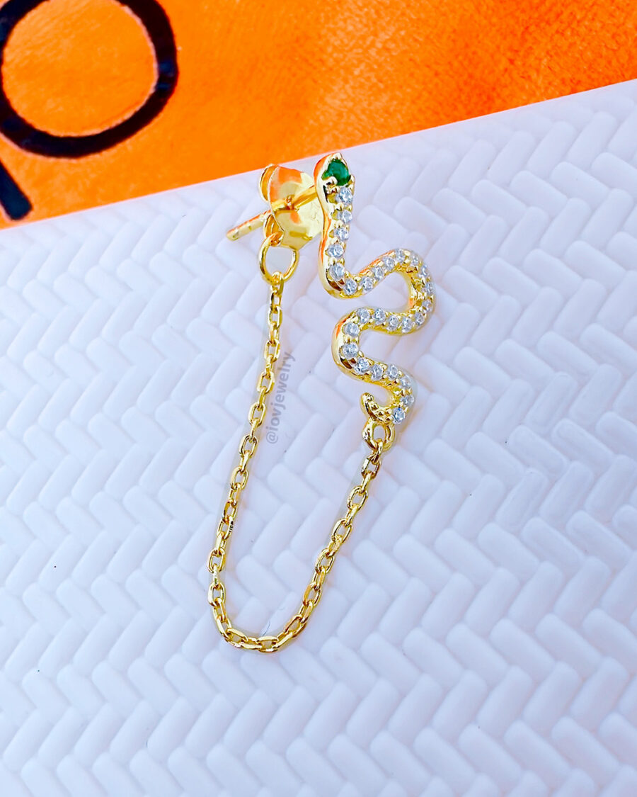 back and front serpent chain earring. - Image 2