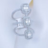 three rows rectangular baguette style ring.