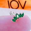 guaduated emerald color marquise curved piercing earring.