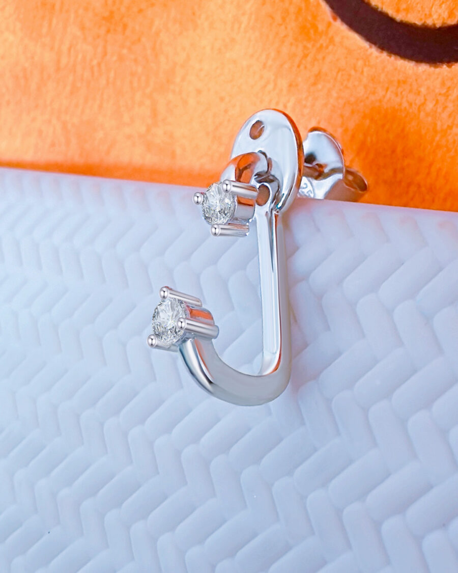 back and front single stone earring. - Image 2