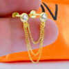 two stud CZ stones in bezel stones linked with triple chains.