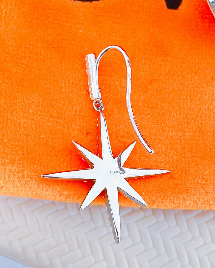 hook style CZ star earring. - Image 2
