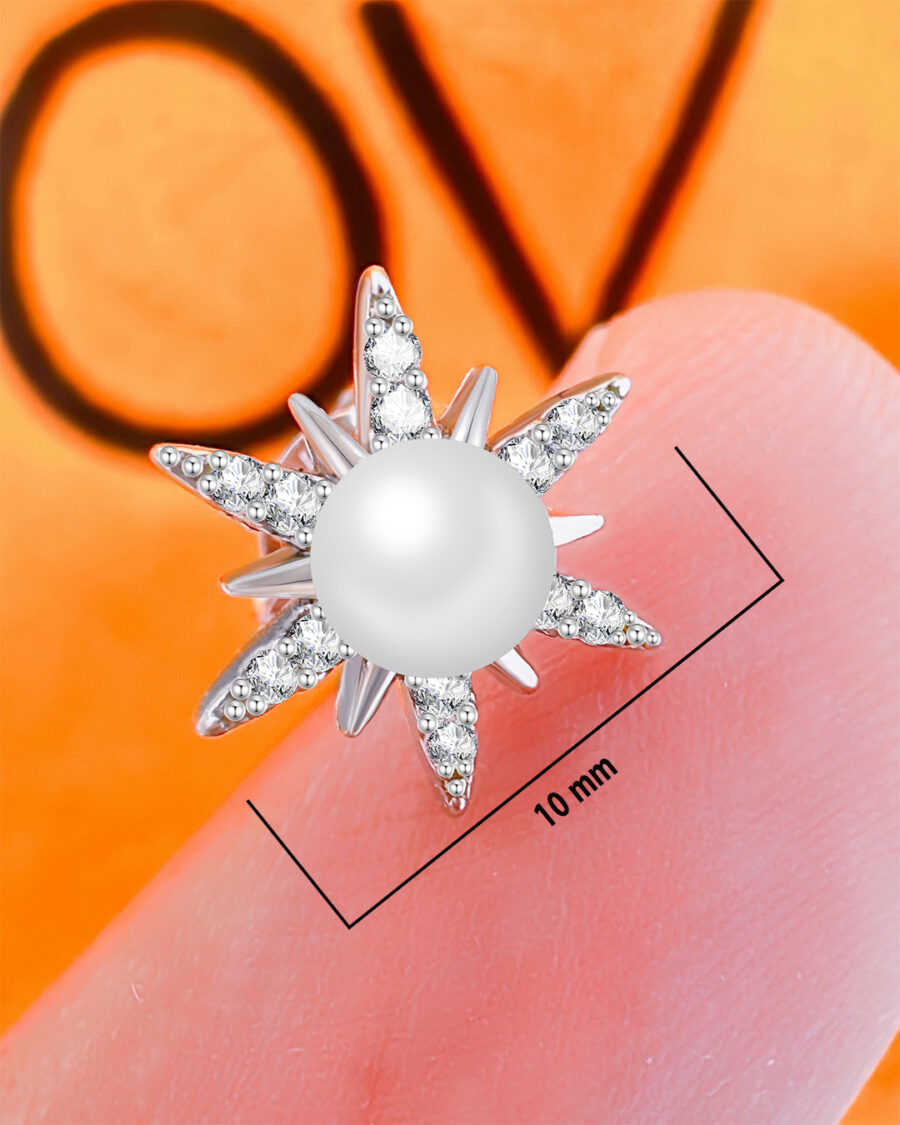star shape with pearl stud earring. - Image 2