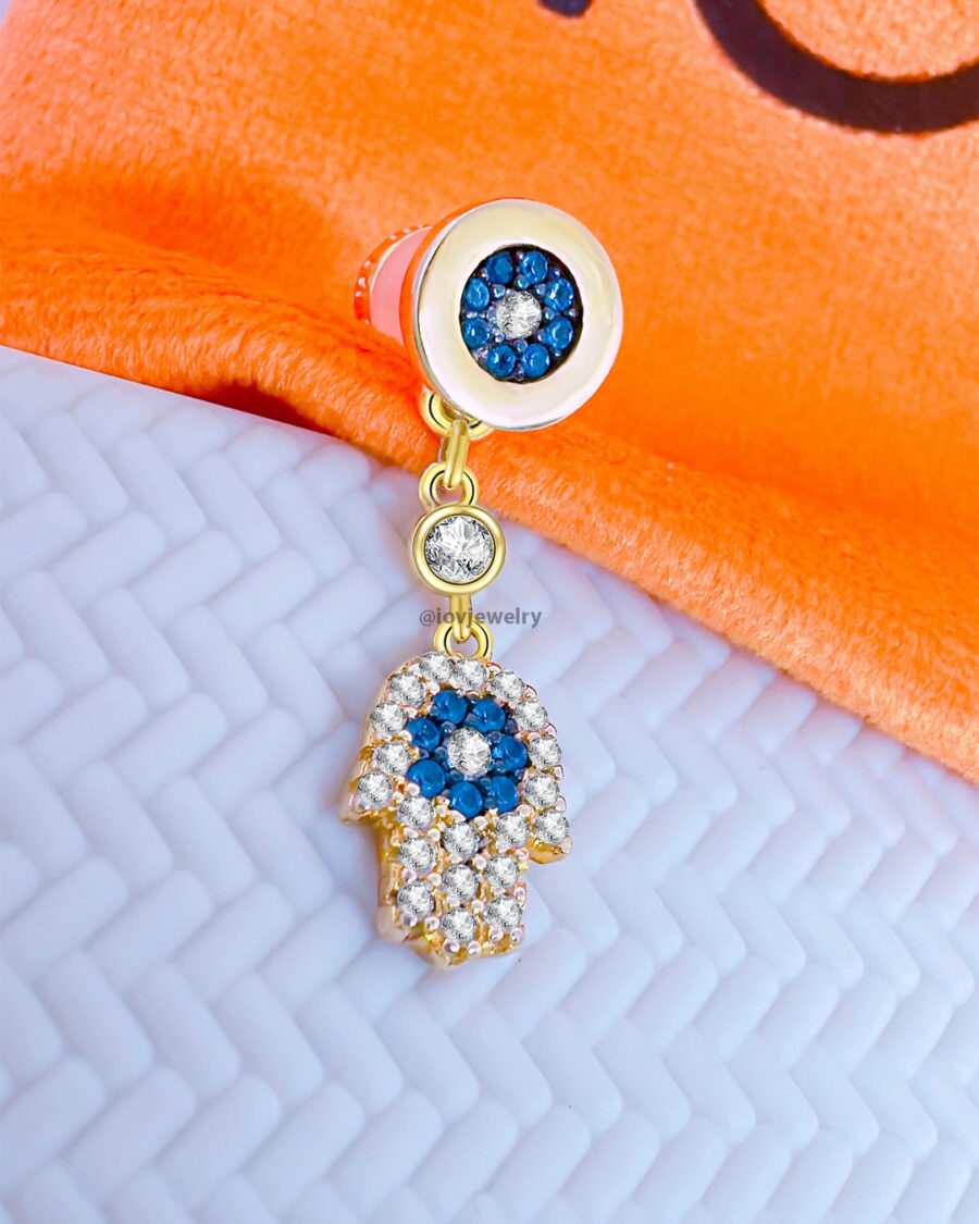 back and front hamsa shape earring.