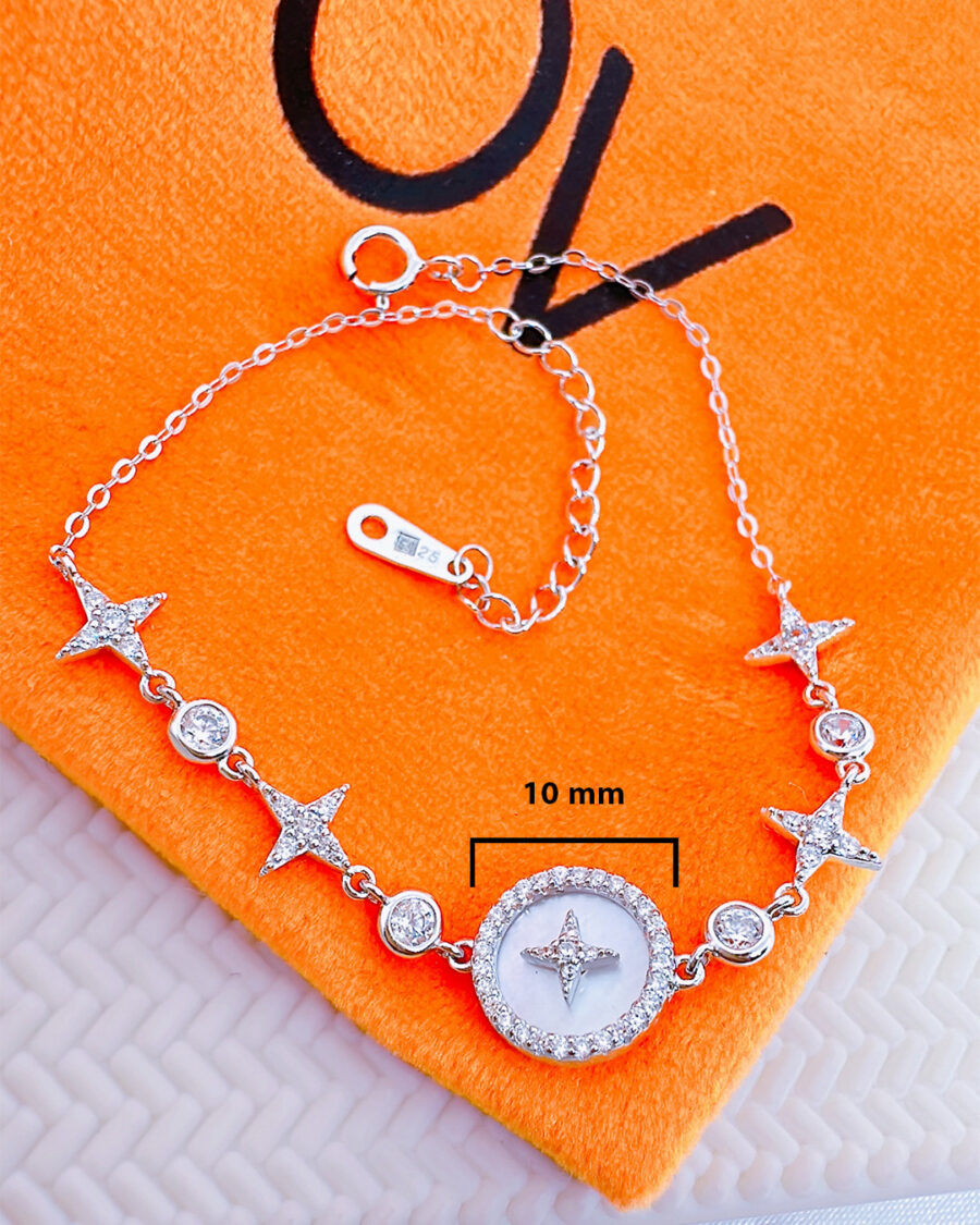 mother of pearl and CZ stones in bezel setting bracelet. - Image 2