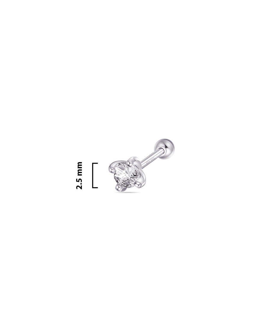 2.5mm round stone ballback piercing earring. - Image 2