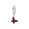 ruby color butterfly shape dangling huggie hoop earring