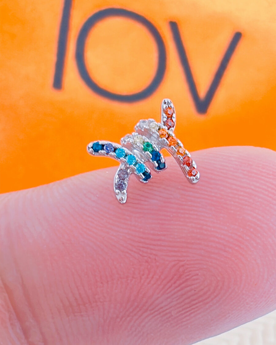 barbed wire shape stud earrings.