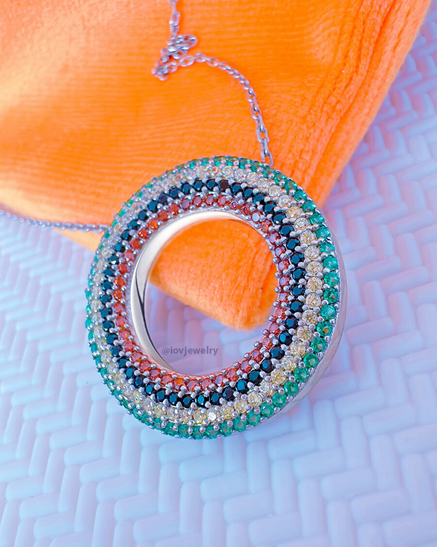 multicolored circle of love necklace.