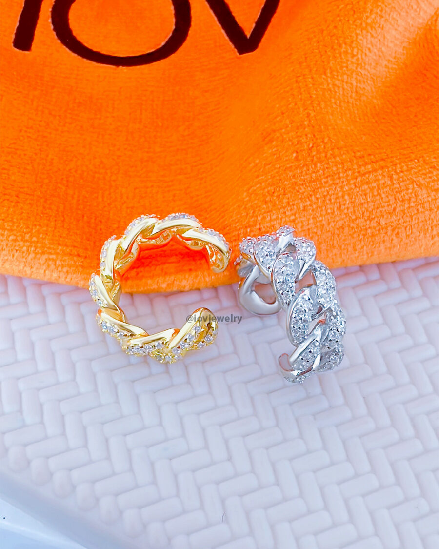CZ curb chain design earcuff.