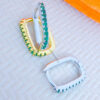 rectangular emerald CZ color hoop.